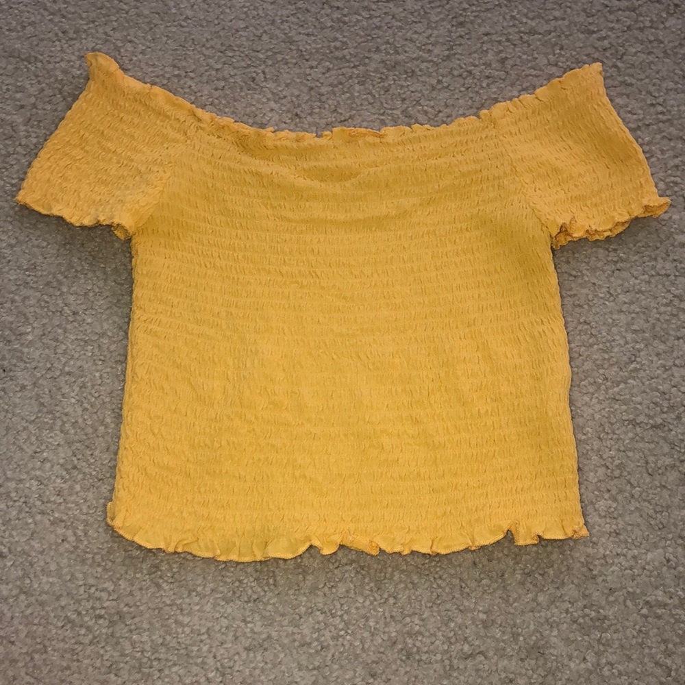Pacsun Yellow Off the Shoulder Crop Top